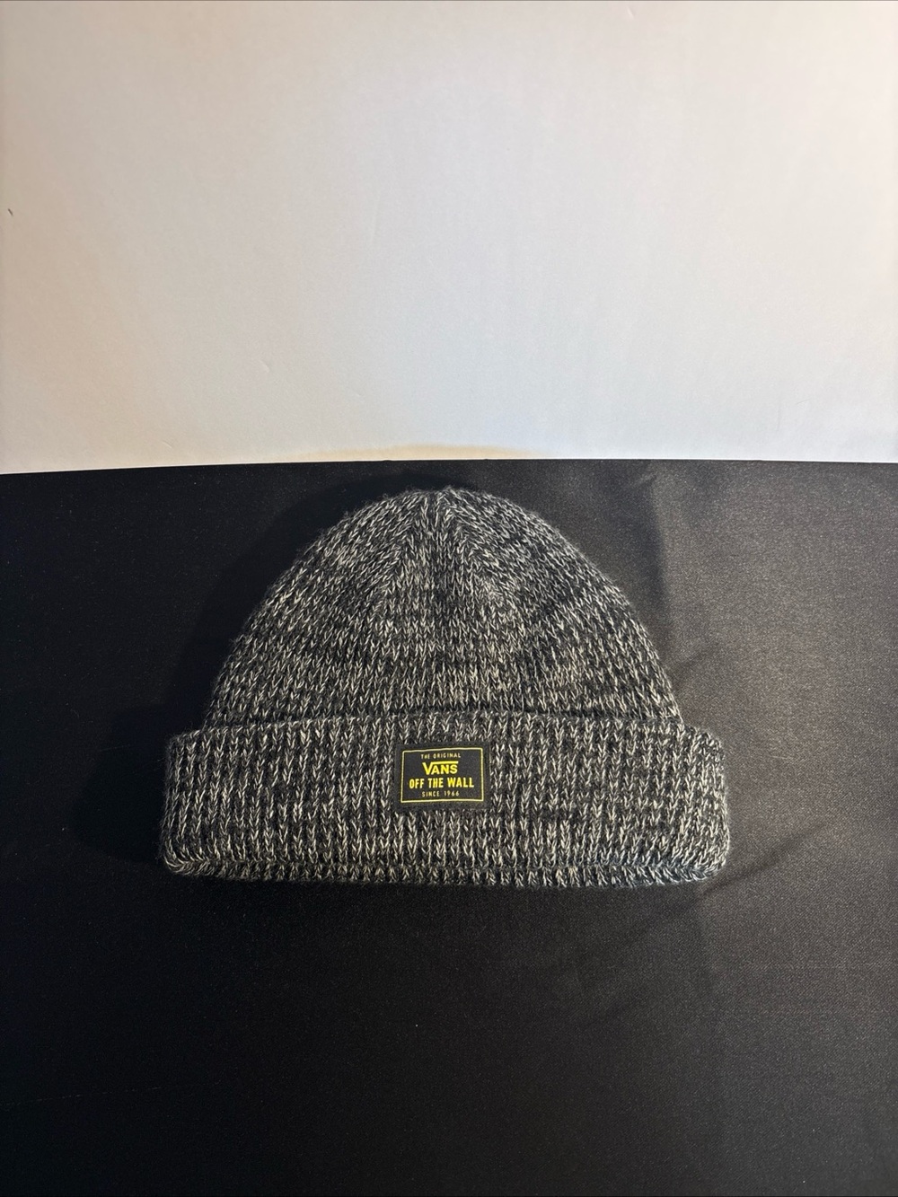 Vans Gray Marled Knit Cuffed Beanie with Logo Patch